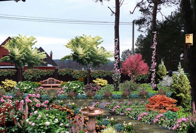 Романтический модерн  - главная концепция ландшафтного дизайна сада