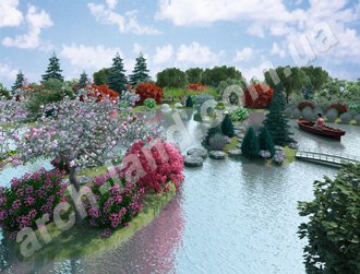 Остров с посадкой розовоцветветущих растений (остров розовой мечты)